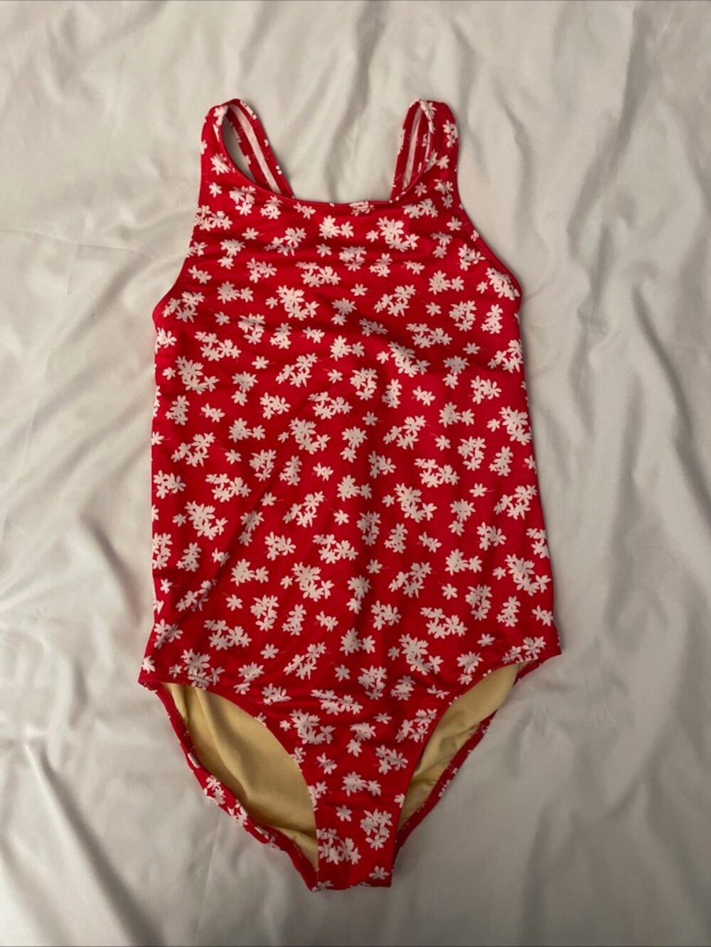 Lands’ End Girls One Piece XL 14-16 Red Floral Swimsuit Excellent Condition
